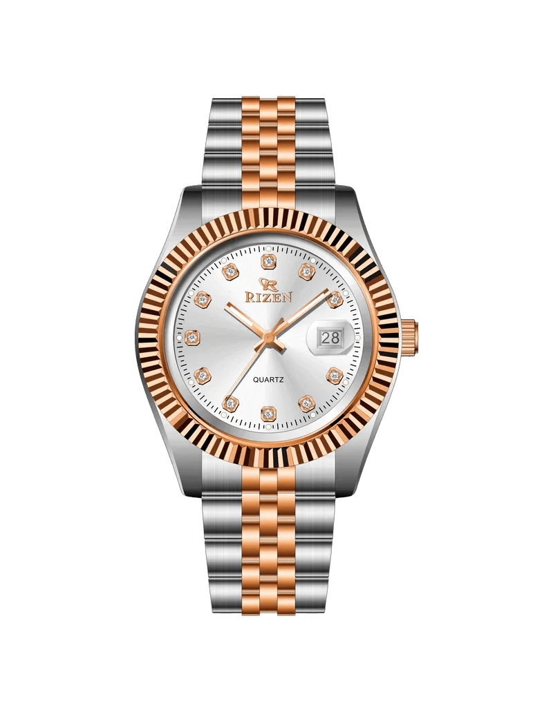 Rizen Empire RZ-1296 Rose Gold Two Tone stainless steel Quartz