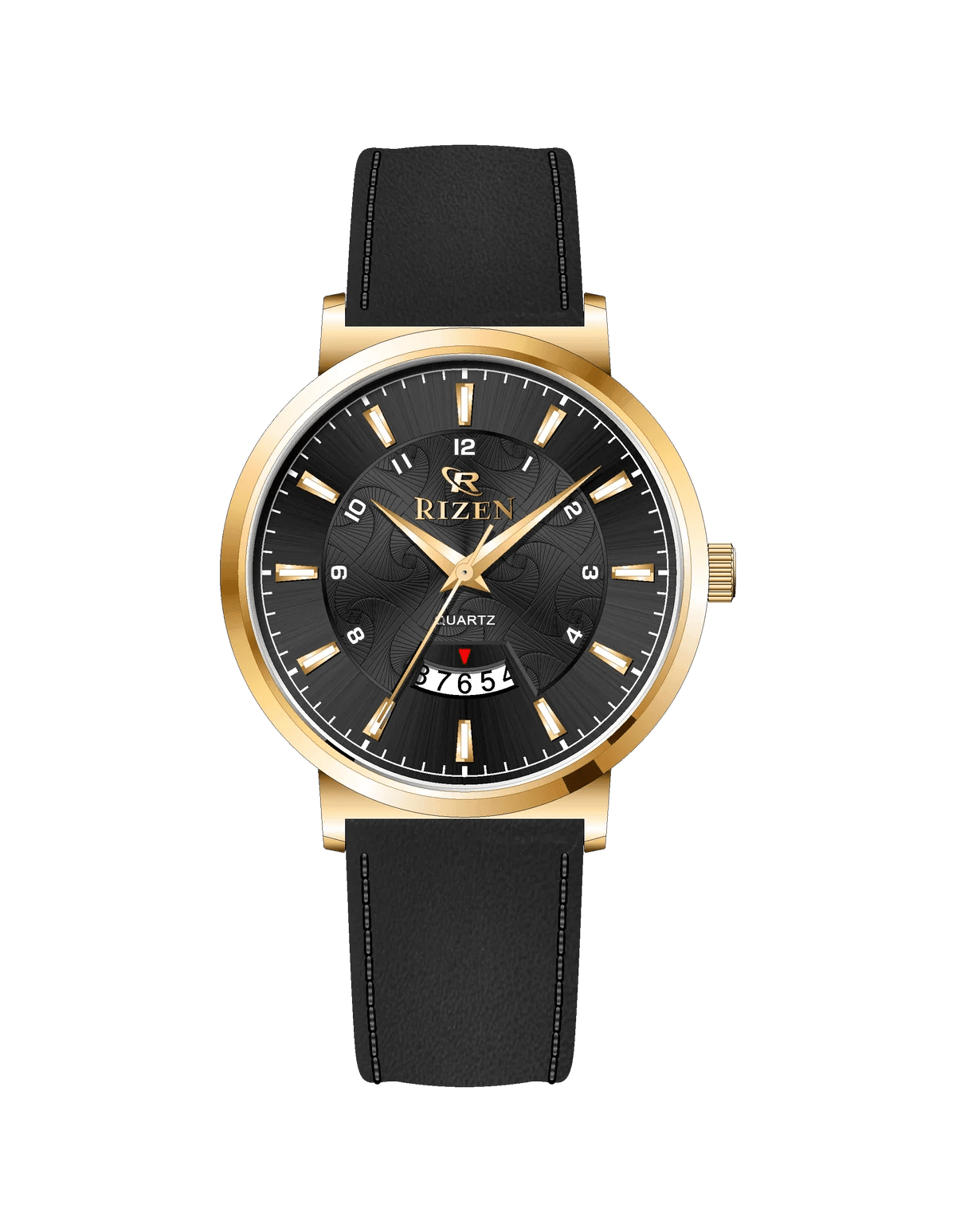 Rizen Luxen Gold RZ-0831 Leather Strap Quartz