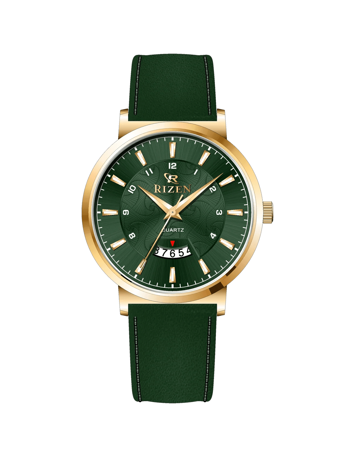 Rizen Luxen Gold RZ-0831 Leather Strap Quartz