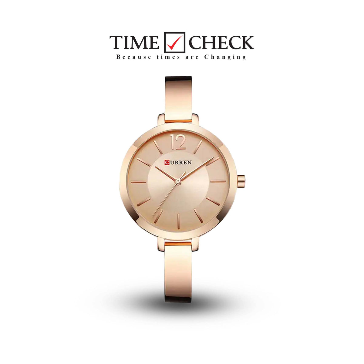 Curren C-9012L Rose Gold Dial Rose Gold Stainless Steel Chain Women's Watch
