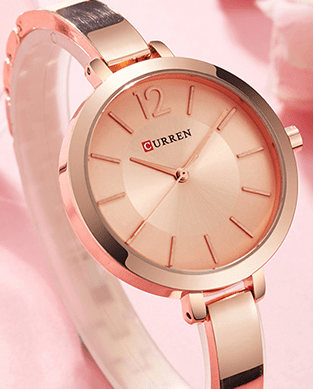 Curren C-9012L Rose Gold Dial Rose Gold Stainless Steel Chain Women's Watch