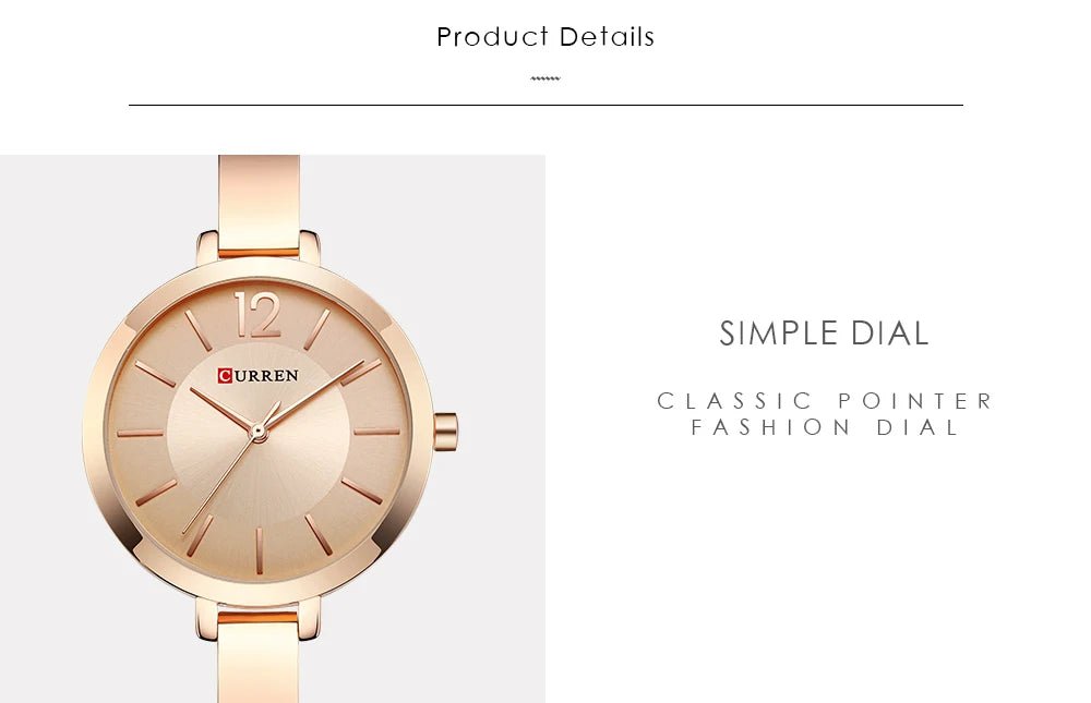 Curren C-9012L Rose Gold Dial Rose Gold Stainless Steel Chain Women's Watch