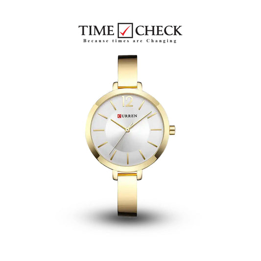 Curren C-9012L White Dial Golden Stainless Steel Chain Women's Watch
