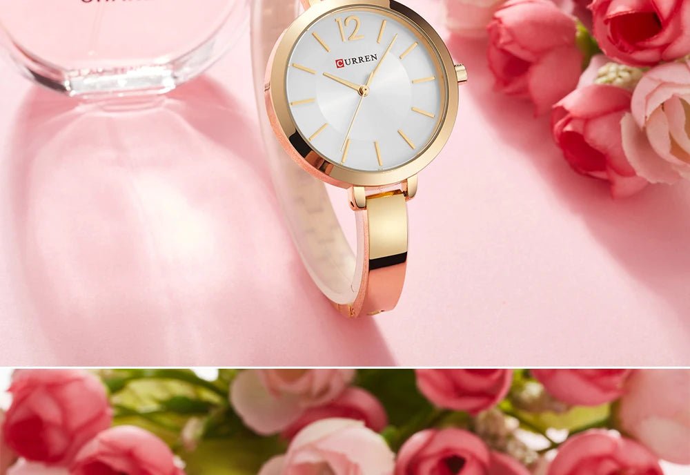 Curren C-9012L White Dial Golden Stainless Steel Chain Women's Watch