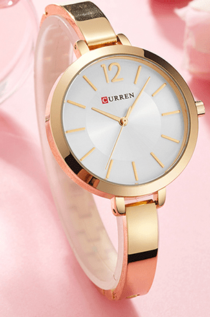Curren C-9012L White Dial Golden Stainless Steel Chain Women's Watch