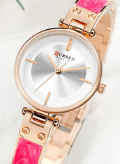 Curren C-9058L Silver Dial Rose Gold Stainless Steel Chain Women's Watch