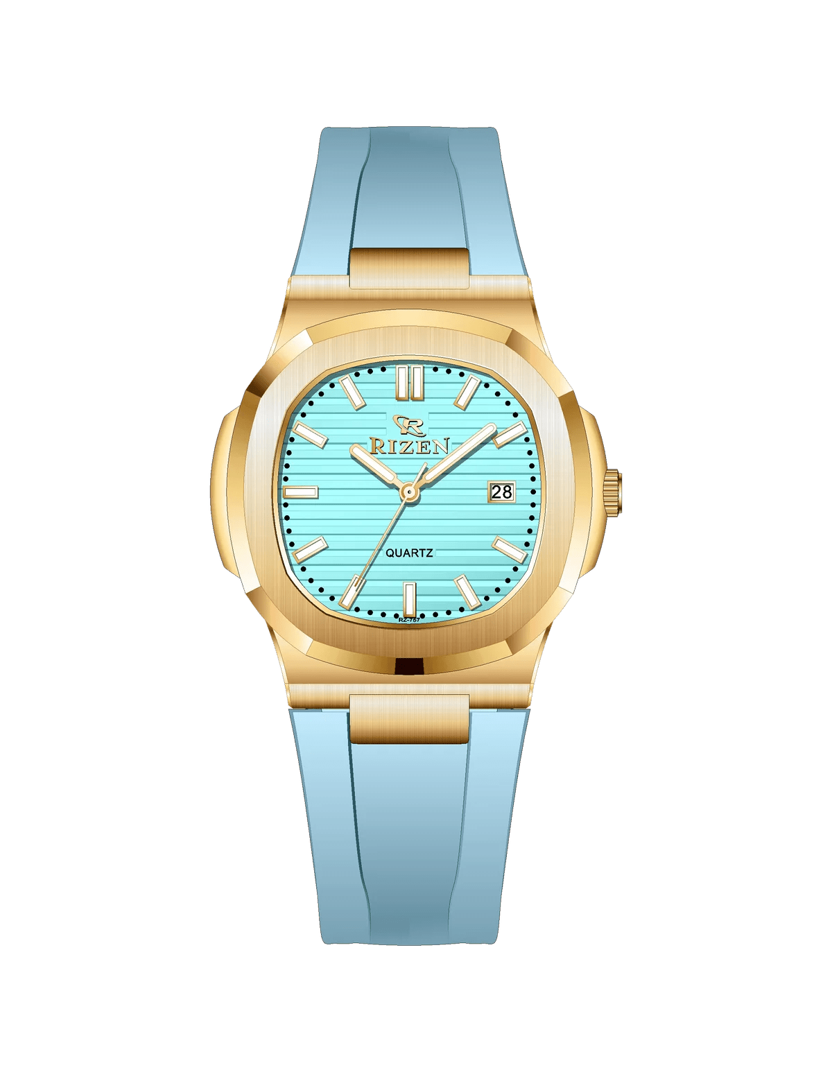Rizen Aris Gold RZ-0757 Silicon strap Quartz