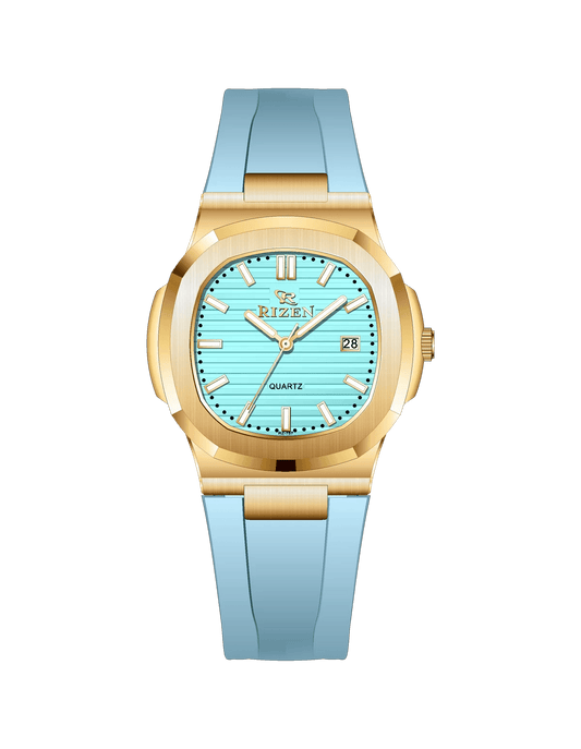 Rizen Aris Gold RZ-0757 Silicon strap Quartz