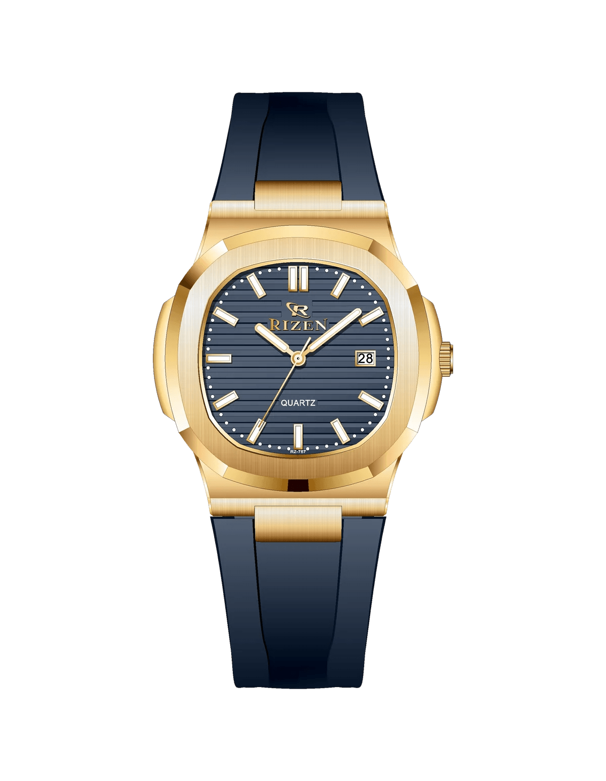 Rizen Aris Gold RZ-0757 Silicon strap Quartz