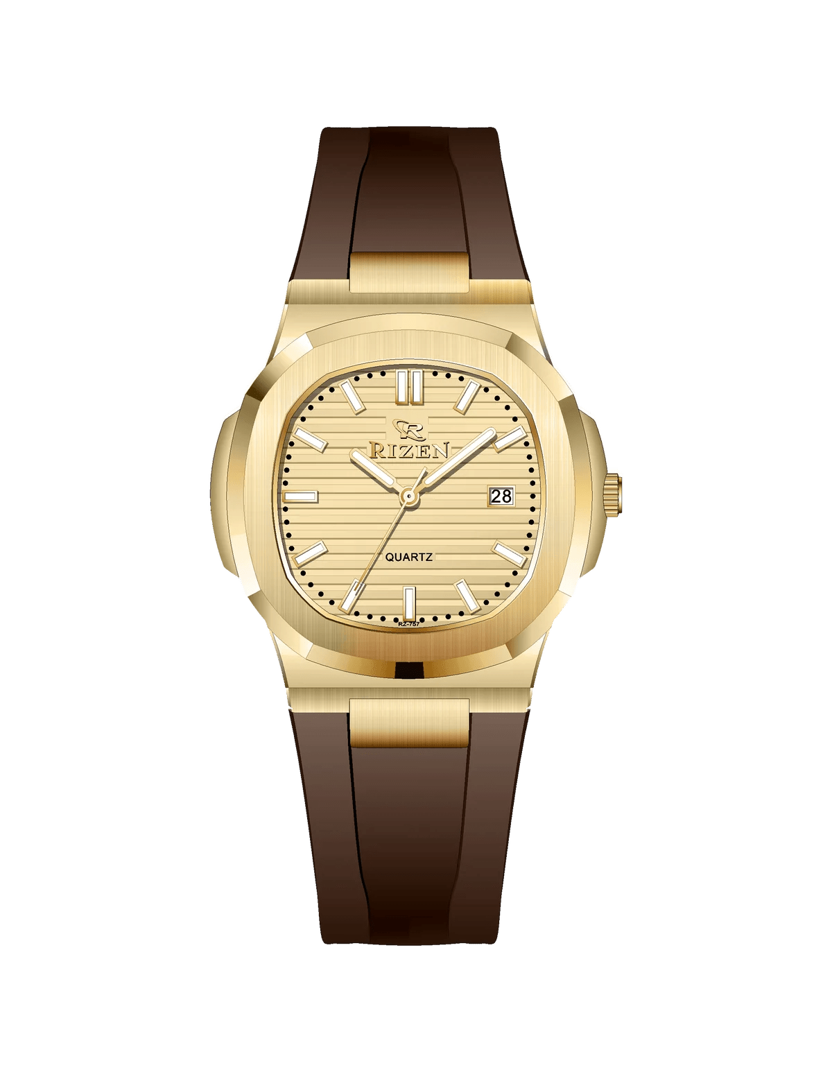 Rizen Aris Gold RZ-0757 Silicon strap Quartz
