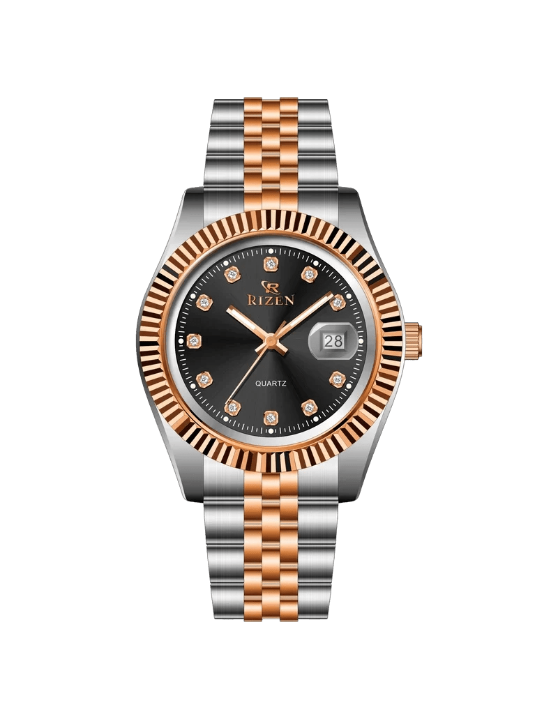 Rizen Empire RZ-1296 Rose Gold Two Tone stainless steel Quartz