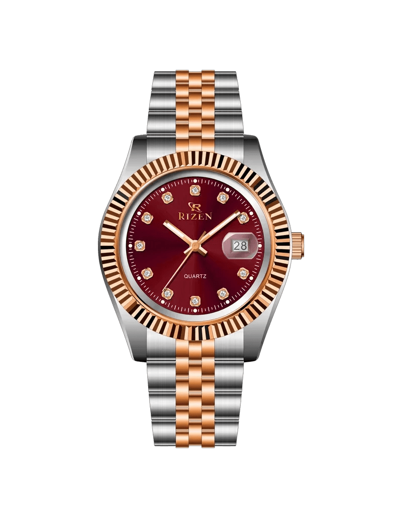Rizen Empire RZ-1296 Rose Gold Two Tone stainless steel Quartz