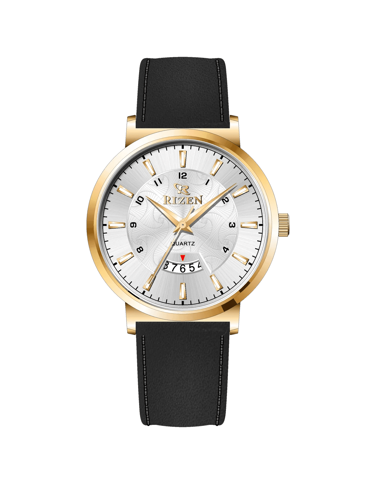 Rizen Luxen Gold RZ-0831 Leather Strap Quartz