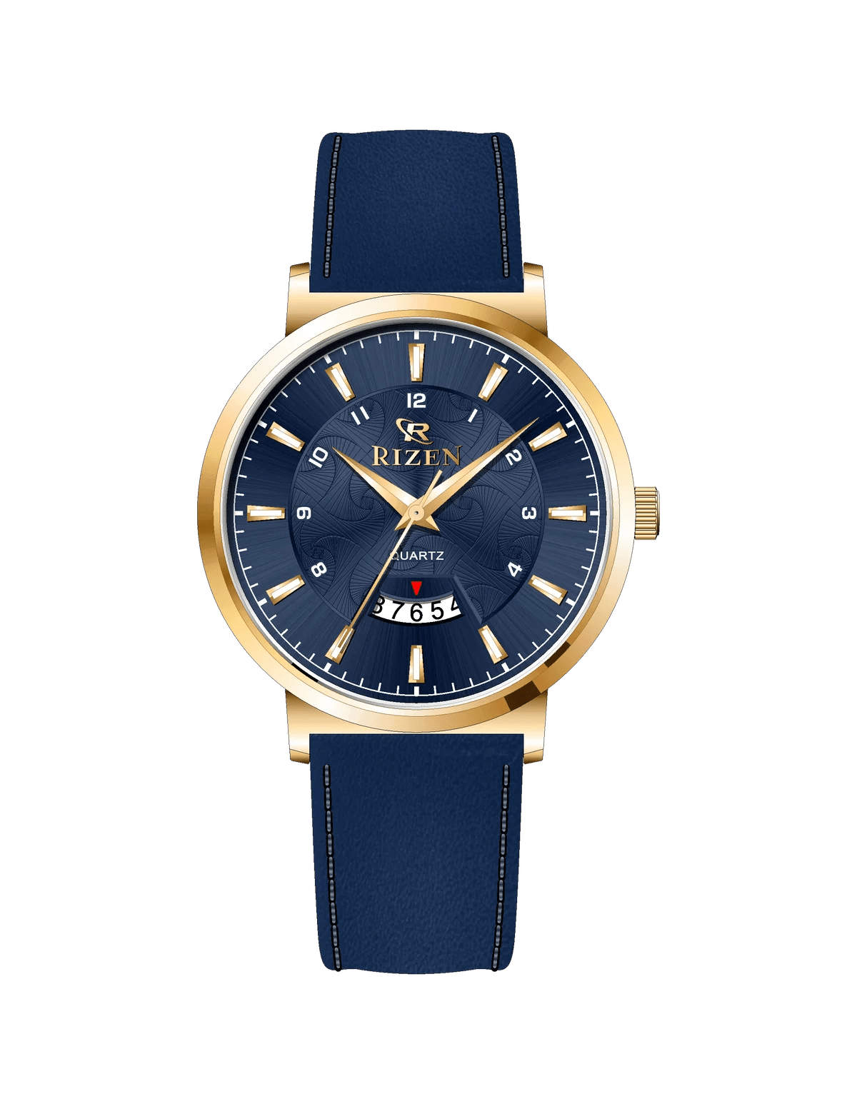 Rizen Luxen Gold RZ-0831 Leather Strap Quartz